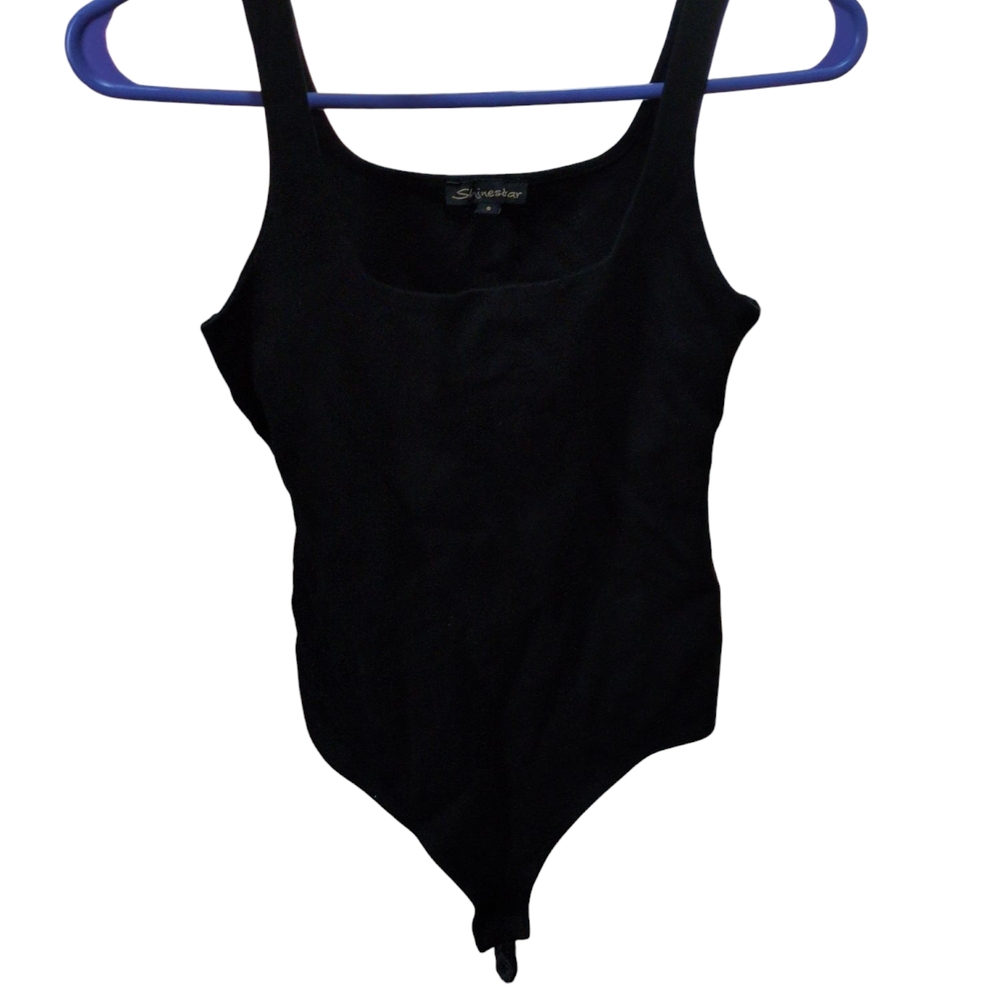 Capezio Black Bodysuit with Thin Straps and Scoop Neckline